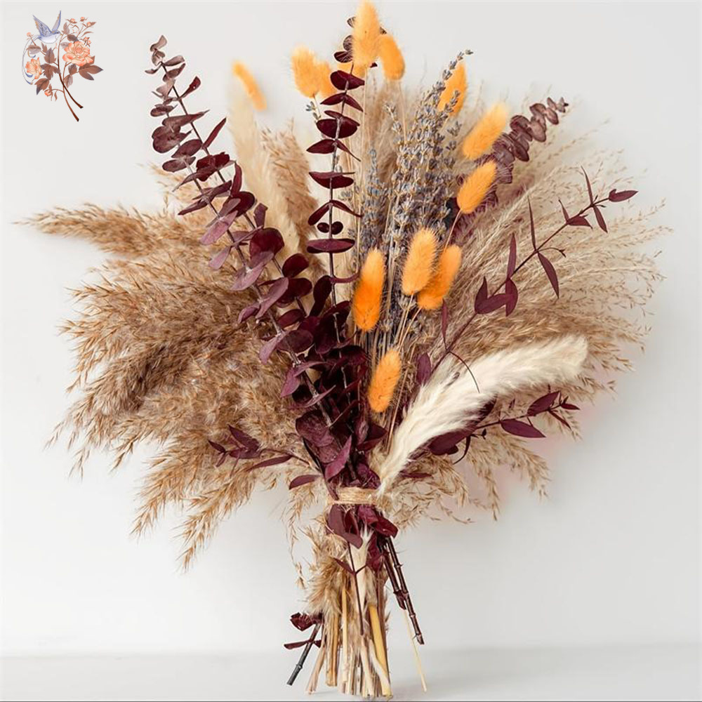 Dried Flower Bunch - 75PCS 말린 팜파스 유칼립투스 잎 꽃