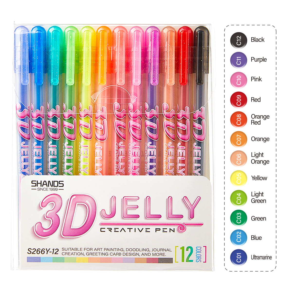 Copic Marker Sketch - 샨즈 12색 3D 젤리 젤 펜