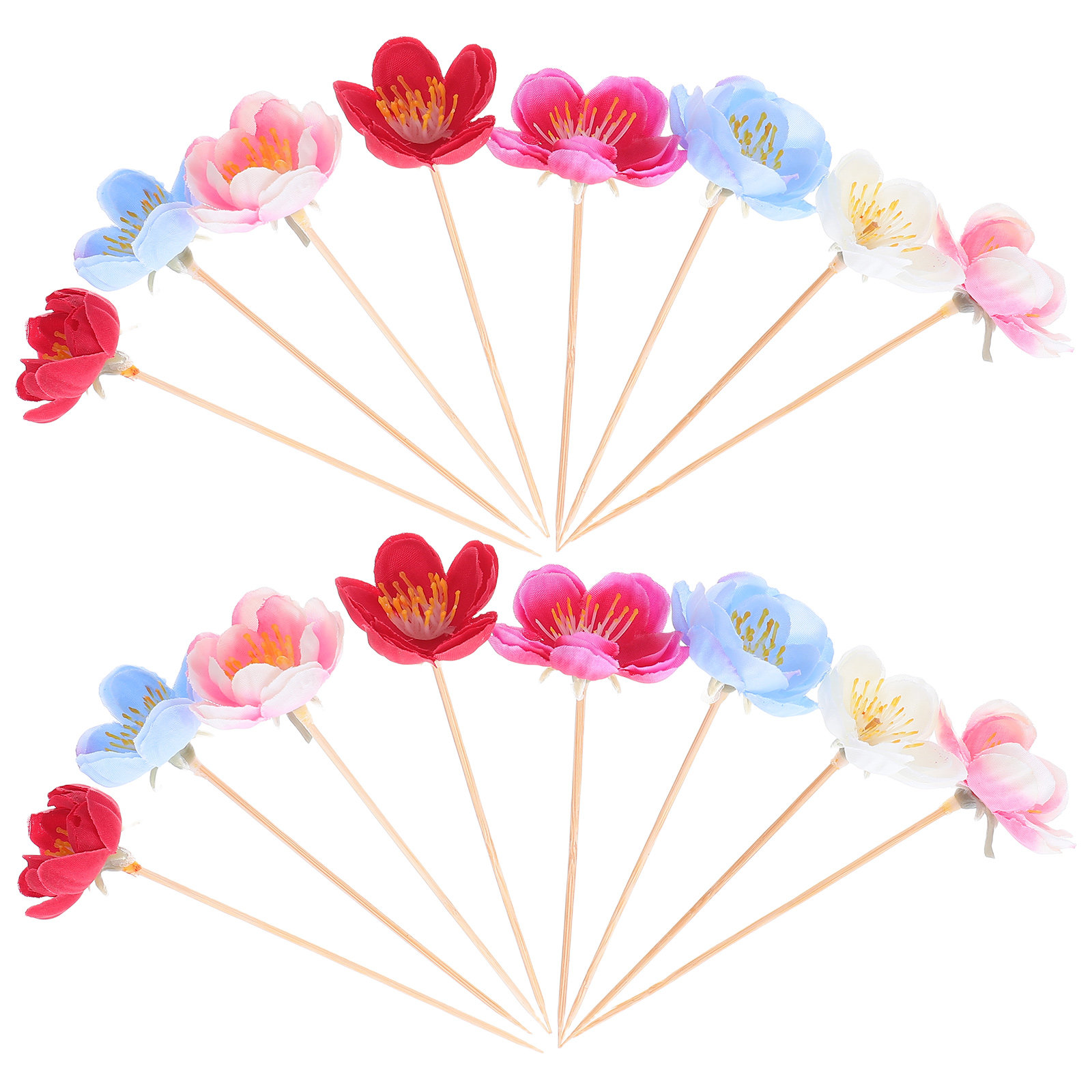 Floral Picks Wood - 100개 플라워 플럼 복숭아꽃 나무 칵테일