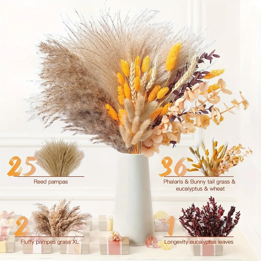 80 조각 자연 말린 꽃 꽃다발 홈 인테리어 팜파스 리 - Dried Flower Bunch 리뷰 및 가격