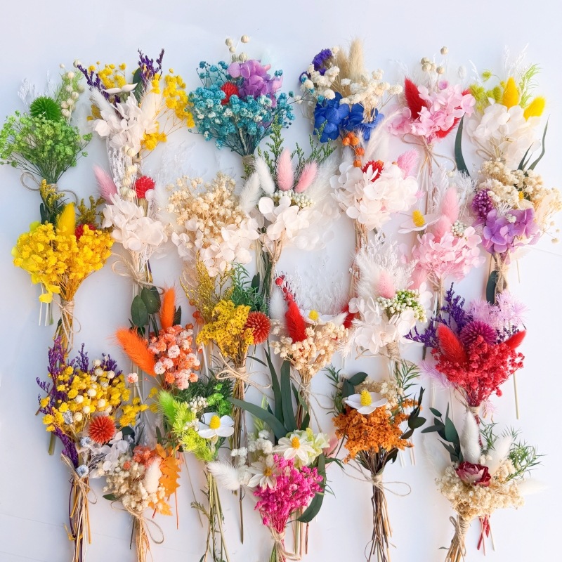 6개 미니 프리저브드 플라워 부케, 신랑 코사지, 웨딩 - Dried Flower Bunch 리뷰 및 가격
