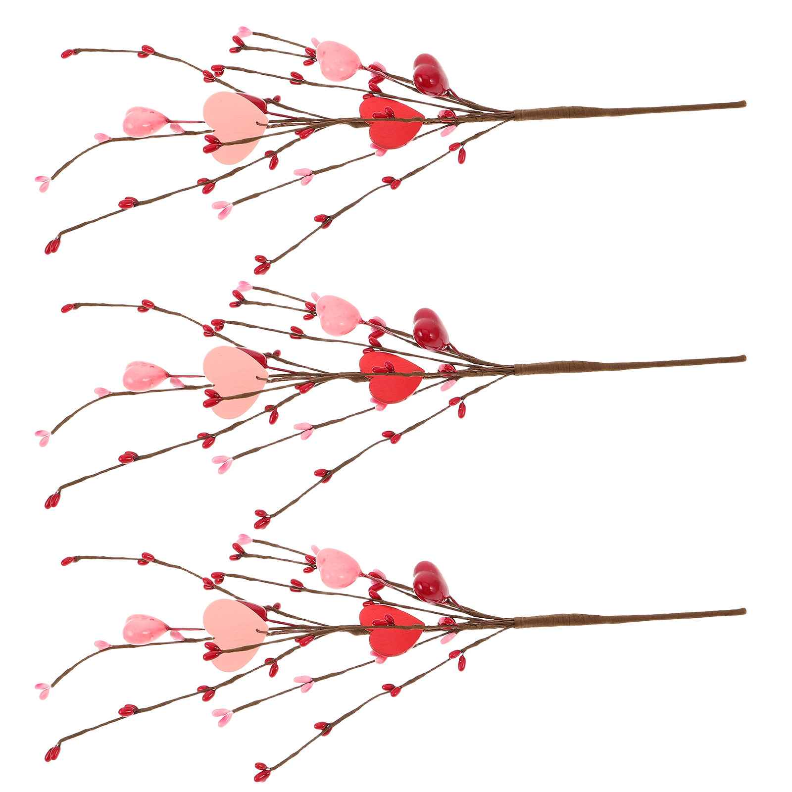 3개입 하트 모양 장식용 가지 인공 발렌타인 줄기 베리 - Floral Picks Wood 리뷰 및 가격